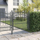 Fence Gate with Spikes Grey 100 x 100 cm Powder-coated steel 42009002