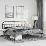 Bed Frame Black Powder-Coated Steel Double Bed Frame 353641
