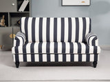 Modern Cuddle Chair, Velvet Single Sofa Armchair with Stripe, Turned Legs and Wide Seat, Upholstered T3398P340994