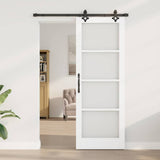 Sliding Door White 78 x 211 cm Solid Pine Wood and Glass 3332274