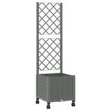Garden Planter with Trellis&Wheels Light Grey 40 x 40 x 146 cm 3422922