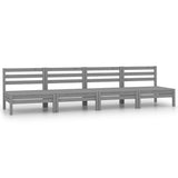 4 Piece Garden Lounge Set Grey Solid Pinewood 3082484