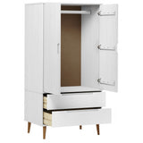Wardrobe MOLDE White 90x55x175 cm Solid Wood Pine 350523