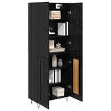 Highboard 2 pcs Black Oak Engineered Wood and Glass 3416112