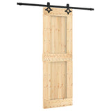 Sliding Door Natural and Black 70 x 210 cm Solid Pine Wood 3445067