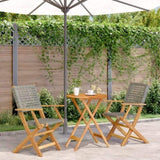 Bistro Set Grey and Natural Wood Solid acacia wood, PE rattan Small 3281791