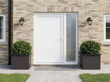Garden Planter with LED 2 pcs Black 40 x 40 x 40 cm Steel 8008127