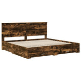 Bed Frame with Drawer Smoked Oak 200 x 200 cm Engineered Wood 3411268