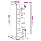 Shoe Cabinet Sonoma Oak 32x35x92 cm Engineered Wood 808975