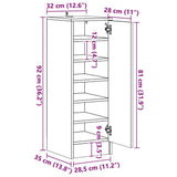 Shoe Cabinet Smoked Oak 32x35x92 cm Engineered Wood 816017