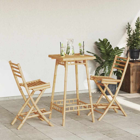 Outdoor Bar Stools with Footrests 2 pcs Foldable Bamboo 4108228