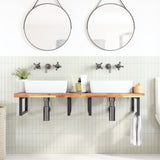 Basin Shelf Wall Mounted Steel and Solid Wood Acacia 3302813