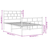 Metal Bed Frame without Mattress with Footboard Black 75x190cm 355667