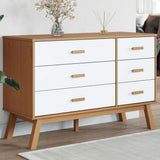 Drawer Cabinet OLDEN White and Brown Solid Wood Pine 358593