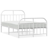 Bed Frame White Powder-Coated Steel Small Double Bed Frame 353699