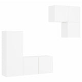 4 Piece TV Wall Units White Engineered Wood 3216428