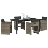 Garden Dining Set with Cushion 5 pcs Grey Poly Rattan 3379982