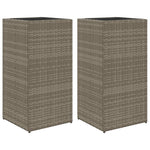 ZNTS Garden Planters 2 pcs Grey 40x40x80 cm Poly Rattan 3210521