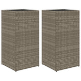 ZNTS Garden Planters 2 pcs Grey 40x40x80 cm Poly Rattan 3210521