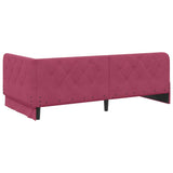 Corner Bed Frame with Headboard Wine Red 90 x 200 cm Velvet 42016537