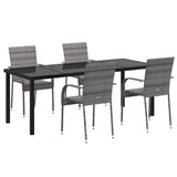 Garden Dining Set 5 pcs Grey Powder-Coated Steel 3379414