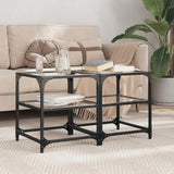 Coffee Tables with Transparent Glass Top 2 pcs 40x40x45 cm Steel 846003