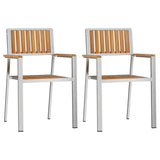 Garden Chair 2 pcs Solid Teak Wood and Stainless Steel 42006203