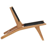 Sun Lounger with Footrest Solid Teak Wood and Rope 49368