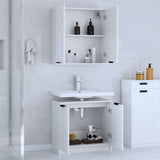 2 Piece Bathroom Cabinet Set White Engineered Wood 3115860