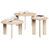 Coffee Table 3 pcs Natural Solid pine wood 873562