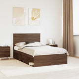 Bed Frame with Headboard Brown Oak 120 x 190 cm Solid Pine Wood 3409378