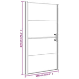 Shower Door 100x178 cm Half Frosted Tempered Glass Black 151867