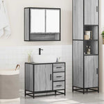 ZNTS 2 Piece Bathroom Furniture Set Grey Sonoma Engineered Wood 3300928