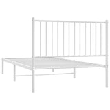 Metal Bed Frame without Mattress with Headboard White 100x200cm 350926