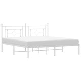 Metal Bed Frame without Mattress with Headboard White 180x200cm 374392