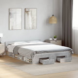 Bed Frame with Drawers without Mattress Concrete Grey 150x200 cm King Size 3280744