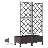 Garden Planter with Irrigation&Wheels 2 pcs Brown PP 3422999