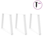 ZNTS Dining Table Legs V-Shape 3 pcs White 80x cm Steel 4012589