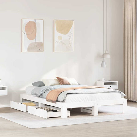 Bed Frame without Mattress White 160x200 cm Solid Wood Pine 3308994