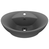 Luxury Basin Overflow Oval Matt Dark Grey 58.5x39 cm Ceramic 146939