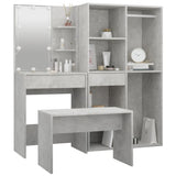 Dressing Table Set with LED Concrete Grey Engineered Wood 3114102