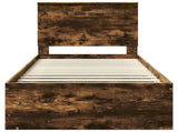 Bed Frame with Drawer Smoked Oak 100 x 200 cm Solid Pine Wood 3409394