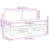 Middle Sofas with Cushions 2 pcs Grey Solid Wood Pine 825690