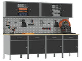 Work Cabinet with Drawer 10 pcs Black Engineered Wood and Steel 3321484