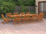 Dining Set Brown Solid Acacia Wood Large Foldable Dining Set 3086992