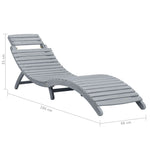 Sun Lounger Grey Wash Solid Acacia Wood 45959