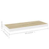 Floating Wall Shelves 4 pcs Oak and White 60x23.5x3.8 cm MDF 326578