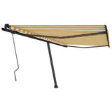 Freestanding Manual Retractable Awning 400x350 cm Yellow/White 3069818