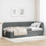 Corner Bed Frame with Headboard Dark Grey 90 x 200 cm Fabric 42016496
