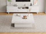 Modern square coffee table with marble look, Centre Tea Table with 4 Sliding Drawers, Coffee End N605P375112W